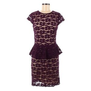 Issue New York Plum Lace Peplum Style Bodycon Dress Size M